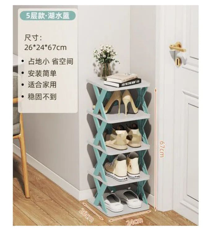 5 Layers Stackable Vertical Space Saving Shoe Rack Bookshelf Organizer